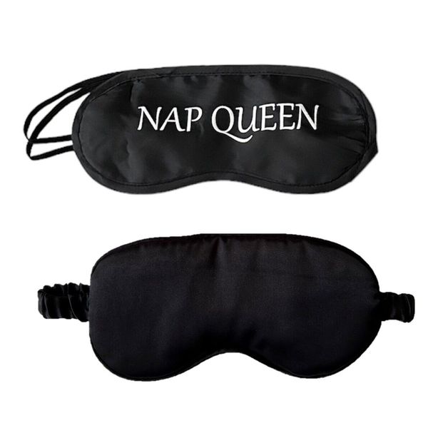 Set Of 2 Black Sleep Masks Night Cover Eyes Silk Satin Unisex Nap Queen