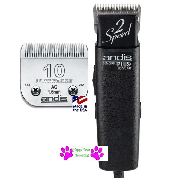 Andis AG2 Plus+ HeavyDuty 2-Speed CLIPPER Set & 10 ULTRAEDGE BLADE*PET GROOMING