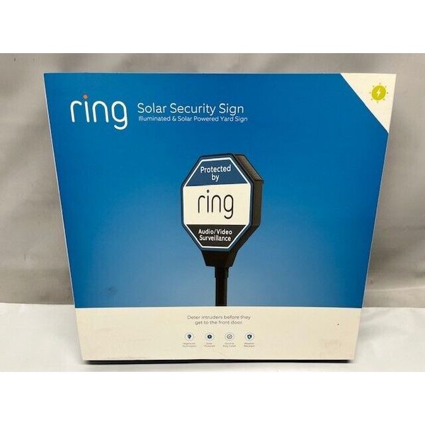 Ring Solar Security Sign,Illuminated & Solar Powered Yard Sign-NEW IN BOX/SEALED