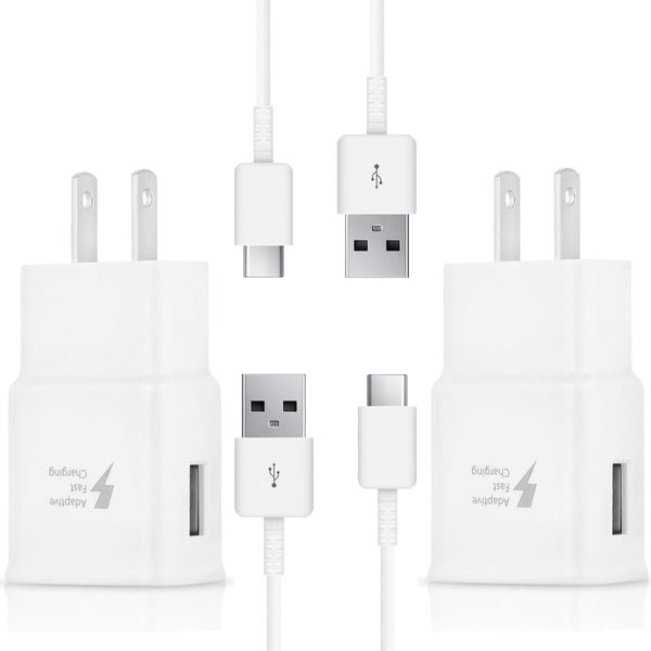 OEM Adaptive Quick Fast Charger Compatible with Google Pixel 3a Plus Full 15W Power Certified USB Type-C 5Gbps Data Cable. (2 Pack! / White / 4FT, 1.2M)