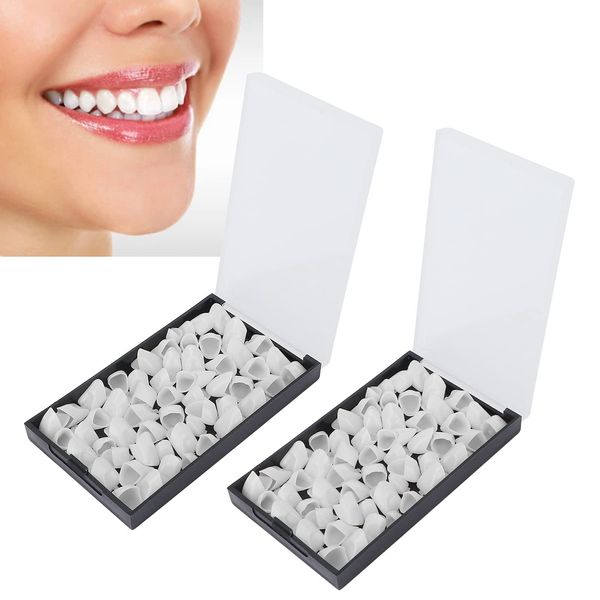 ZJchao 2 Boxs/120pcs Porcelain Dental Temporary Crown Front Teeth Fake Teeth Veneers Tooth Replacement Kit for Protect Porcelain Teeth