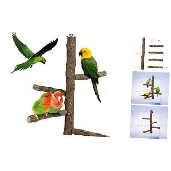 Bird Perch Stand Toy, Natural Wood Parrot Perch bird perch L: 13.8" Length