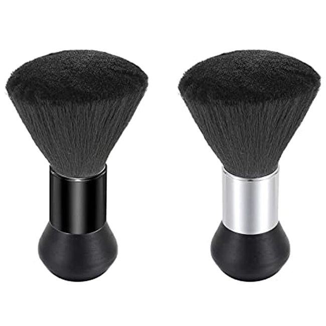 2 Pcs Friseur Nackenpinsel,Friseurbürste Barber Soft Neck Duster Pinsel Haar Halsbürste Zubehör,für Friseur zum Entfernen von Haarrückständen(Schwarz + Silber)