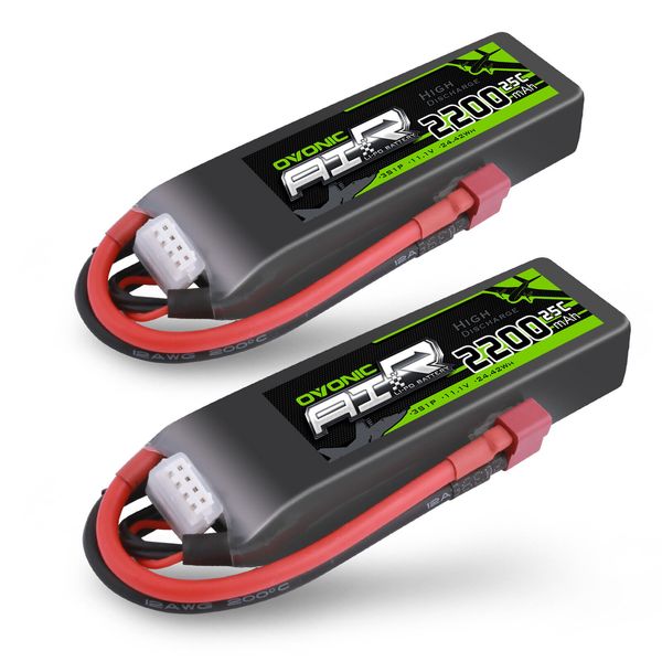 2X OVONIC 25C 2200mah 11.1V 3S Lipo Battery Deans for RC Helicopter Jet Boat Car