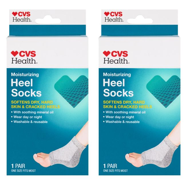 CVS Health Moisturizing Gel Cracked Heel Socks Repair Dry Skin Overnight 2 Pairs