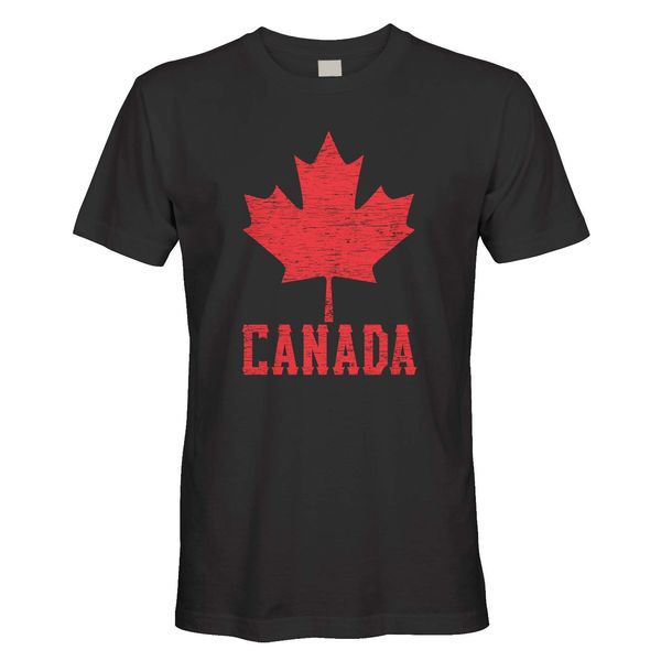Men's Canadian Flag Canada Maple Leaf T-Shirt (Black, Medium)