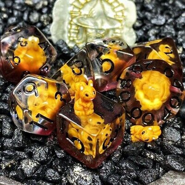 Sage's Baby Squirrel Familiar Resin Polyhedral Dice Set