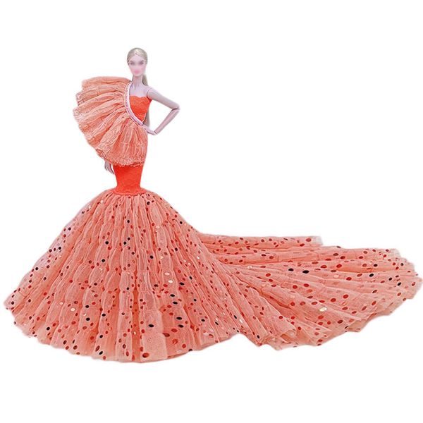 Fashion Princess Wedding Dress Party Gown Clothes for 11.5inch Doll Fishtail Dresses 1:6 Dolls Accessories (Style F)