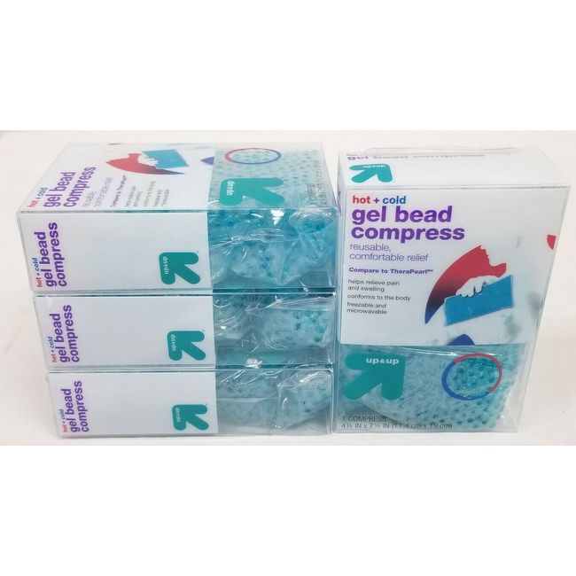 Lot of 4 Up&Up Hot+Cold Gel Bead Compress 4 1/2"x7 1/2" Like TheraPearl New