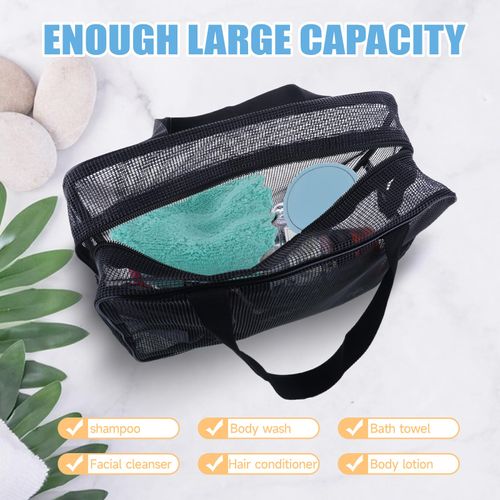 simarro 2 Pack Mesh Shower Bag, Mesh Shower Caddy, Mesh Toiletry Bags for Traveling, Toiletry Organizer Bag for Gym Travel Camping College Dorm Room