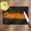 Orange Neon Cocktails Glass Chopping Board Kitchen Worktop Saver Protector