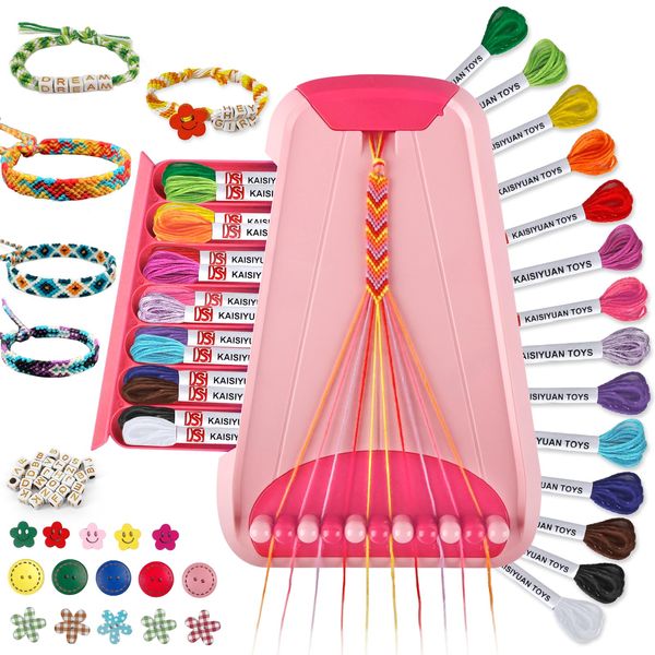 Arts and Crafts for Kids Ages 8-12,Friendship Bracelet Making Kit for Girl,Kids Jewelry Making Kit with 28 Pre-Cut Threads,Christmas Birthday Gifts for Ages 6 7 8 9 10 11 12 Year Old Red