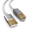 PAXO 5m Nylon USB printer cable, white, USB A plug to USB B, charging cable, data cable, gold plug