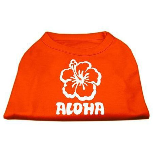 Mirage Aloha Flower Screen Print Shirt, Small, Orange