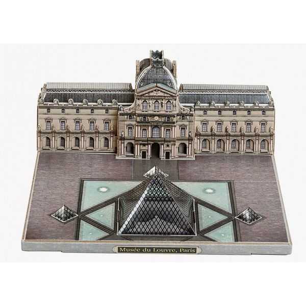 3D Puzzle Construction Kit Cardboard Worldwide Building Musée du Louvre Toy #582