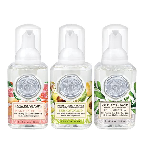 Michel Design Works Mini Foaming Soap 3-Pack Set (Pink Grapefruit, Fresh Avocado, Earl Grey Tea)