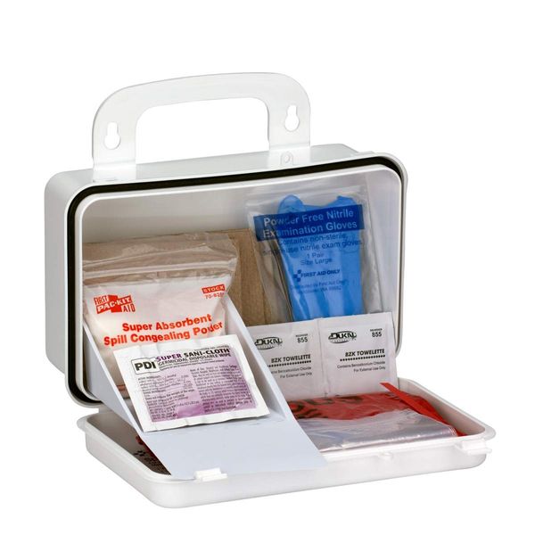 First Aid Only 6021 21-Piece Body Fluid Clean Up Kit, Commercial Cleaning Equipment for Spills in Weatherproof Plastic Case