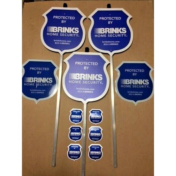 **NEW**    3 Reflective Brinks Security Yard Signs + 6  2-sided Decals