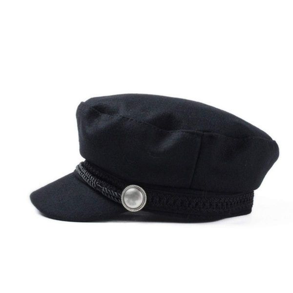 SUNTRADE Women's Baker Boy Wool Blend Newsboy Cap - Black