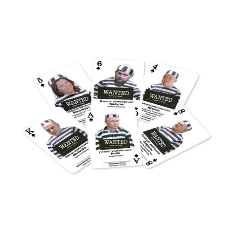 Playing Cards Themed The Hague Tribunal - Standard 52 Card Deck with International Criminals and Terrorists from Russia - Suitable for Poker and Other Card Games