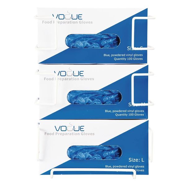 Vogue Einweg-Handschuhspender, 3 Etagen, Weiß, Größe: 360 x 260 x 105 mm, wandmontierter Einweg-Handschuhhalter, Lieferung mit Befestigungsmaterial, steriler Handschuhspender, GC960