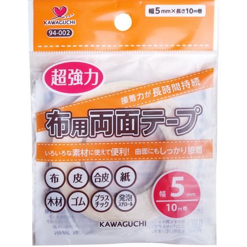 Kawaguchi 94-002 Super Strong Double-Sided Tape, Transparent, 32.8 ft (10 m), Width 0.2 inch (5 mm)