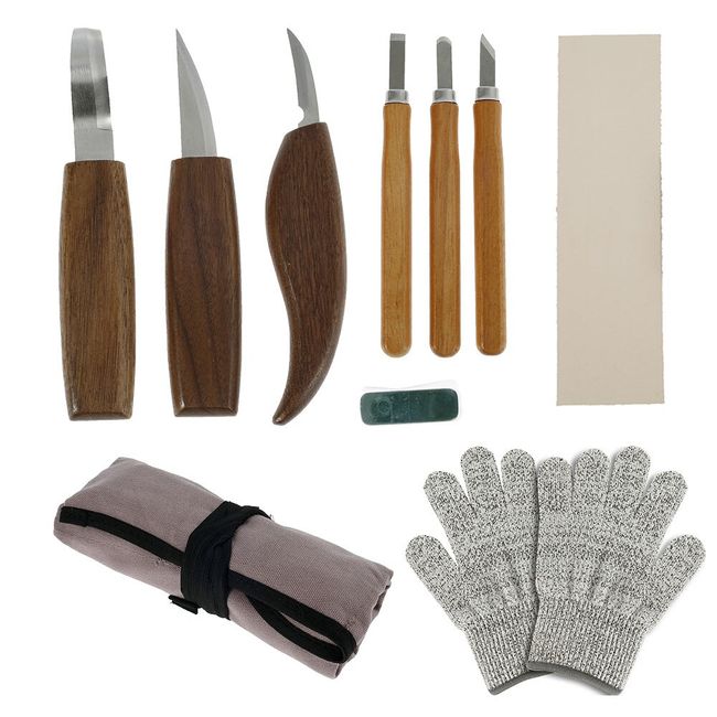 Wood Carving Tools, 13 in 1 Wood Carving Kit with Carving Hook Knife, Wood  Whittling Knife, Chip Carving Knife, Gloves, Carving Knife Sharpener for