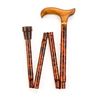 Adjustable Folding Walking Stick Cane with a Wooden Derby Handle and a Birds Eye Maple Pattern