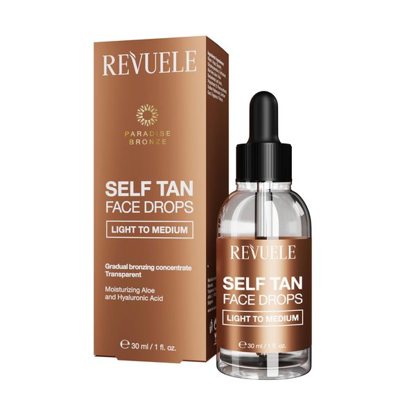 REVUELE Self Tan Face Drops Light to Medium, 30 ml