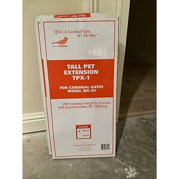 New Cardinal Gates White Tall Pet Extension TPX-1 for MG-25 Adds 8" Height