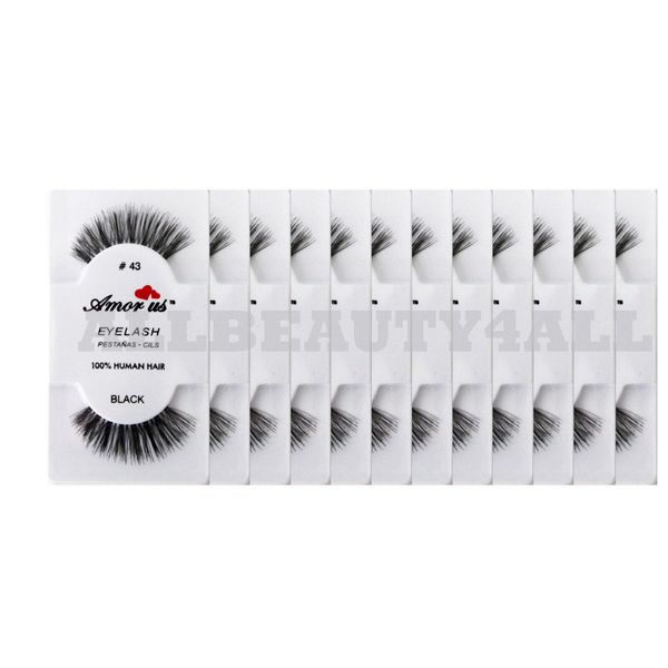 #43 - AmorUS 100% Human Hair False Eyelashes (12 pairs) compare Red Cherry