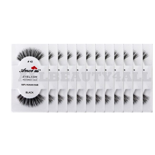 #43 - AmorUS 100% Human Hair False Eyelashes (12 pairs) compare Red Cherry