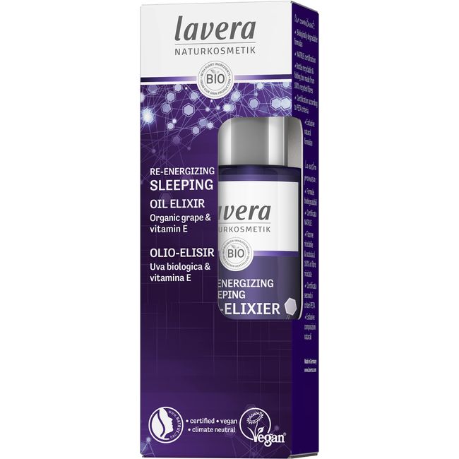 lavera Re-Energizing Sleeping Oil Elixir – with organic grape & vitamin E - regenerating night serum - exquisite power active ingredients - stimulates cell regeneration - natural cosmetics - vegan - organic (1 x 30 ml)