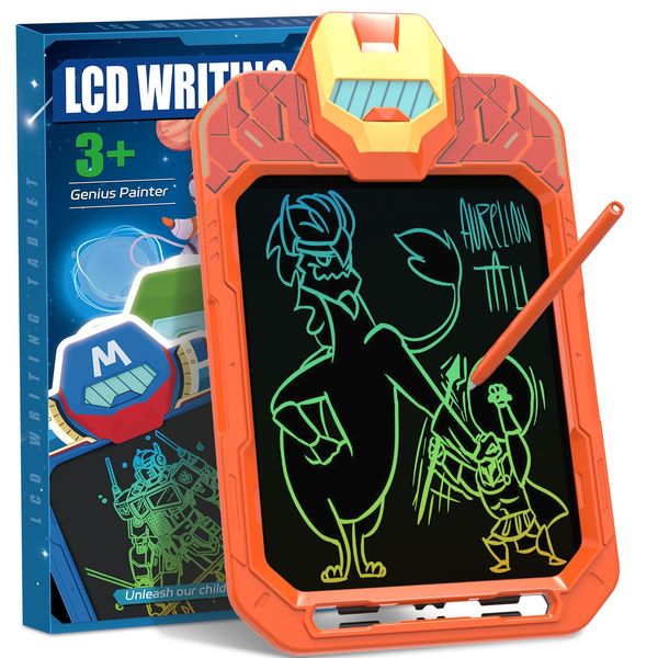 BUKEBU LCD Writing Tablet Doodle Board 10 Inch, Colorful Drawing Pad, Electronic Drawing Tablet, Drawing Pads,Travel Gifts for Kids Ages 3 4 5 6 7 8 Year Old Girls Boys (Mech Warrior)