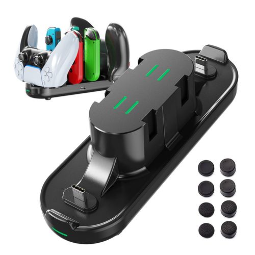 Switch Controller Charging, DUXICEPIN Joycon Charging, 6 Simultaneous Charging, High Compatibility, Smart Charging, Anti-Slip Mat, Single Storage, Travel Size, LED Charging Indicator Light, Compatible