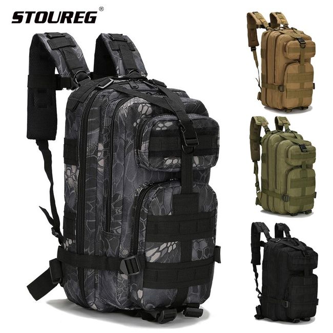 Military Tactical Backpack Small Rucksacks Hiking Bag Outdoor Trekking  Camping Tactical Molle Pack Men Tactical Combat Travel Bag 20-35L (Khaki)