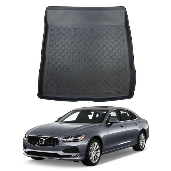 NOMAD Boot Liner for Volvo S90 2016+ Premium Tailored Fit Car Floor Mat Protector Guard Tray Black Custom Fitted Accessory - Dog Friendly & Waterproof with Raised Edges