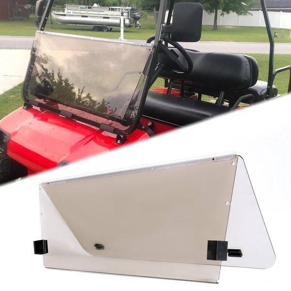 ECOTRIC Tinted Windshield Compatible with 2000.5 to Current Club Car DS Golf Cart Smoke Style Windshield Approximate Dimensions 40"W X 36.5"H Fold Down