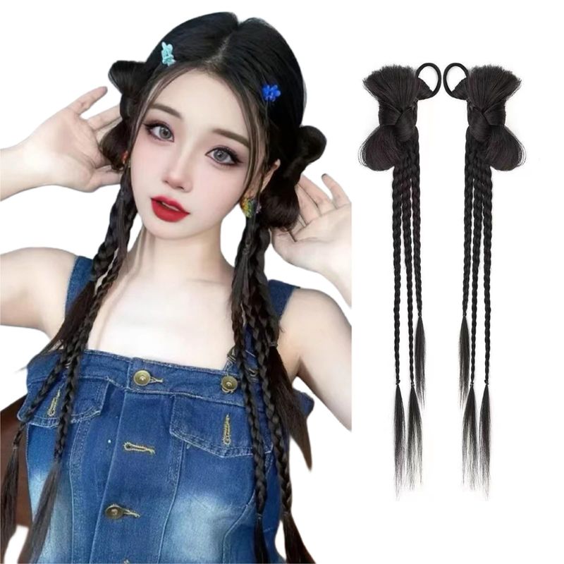 MISS FANCY Braid Butterfly Ponytail Wig, Extension, Twin-Tail, Wig ...