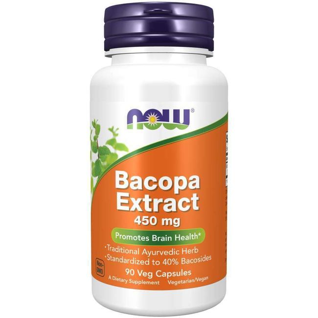 Now Foods Bacopa Extract 450mg Brain Health 90 Veg Capsules 10/24