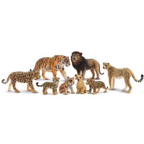 TOYMANY 8PCS Wildlife Figures Animal Figures Set Wildlife Family Lion Tiger Jaguar Cheetah Child Realistic Animal Model Popular Animals Toy Birthday Present Christmas New Year Ornament Collection 6+ Years Old