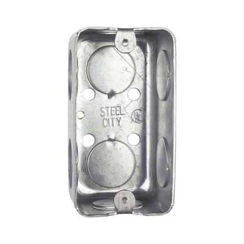 Steel City 58361-3/4 Handy/Utility Outlet Box, Drawn Construction, 4-Inch Length by 2-1/8-Inch Width by 1-7/8-Inch Depth, Galvanized, 50-Pack
