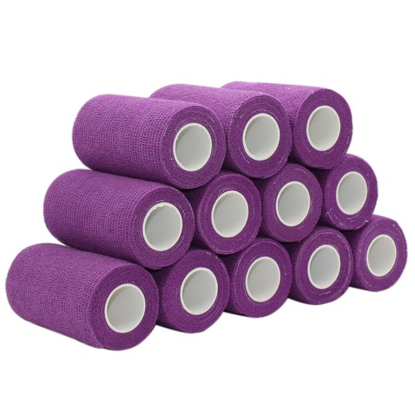 Vet Wrap 3 inch x 12 Pack Purple Tape For Skin Bandage Tape Vet Tape Cohesive Bandage Fabric Bandages Self Sticking Bandage Wrap Self Adhering Bandage Wrap Bandage Stretch Self Adhesive Tape