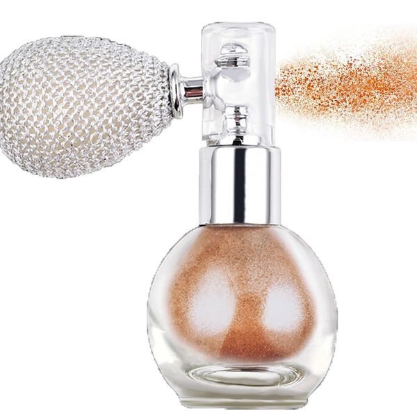 Bronze Hair Glitter, Spray Glitter for Hair and Body, Body Shimmer Spray, Not Sticky Sparkle Body Highlighter, Fabric Glitter Spray for Clothing, Body Glitter Spray for Women, Festival Accessories