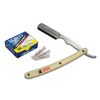 Classic Samurai Stainless Steel Premium Cut Throat Straight Razor, Shavette, Manual Shaver Men's Shaving Kit with 100 Lord Single Edge Razor Blades (Cream)