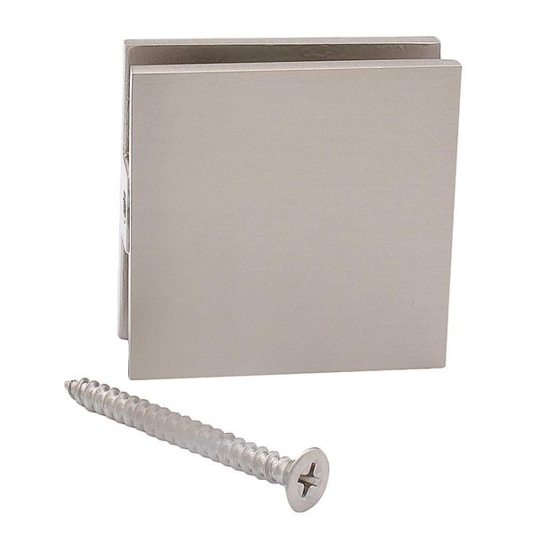 C.R. LAURENCE SCU4BN CRL Brushed Nickel Square Style Hole-in-Glass Fixed Panel U-Clamp