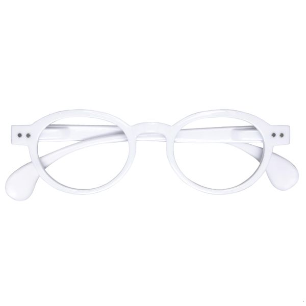 Opulize OCA Reading Glasses - Modern Retro Round Frame - Shiny White - Mens Womens - Spring Hinges - R54-W - +1.50