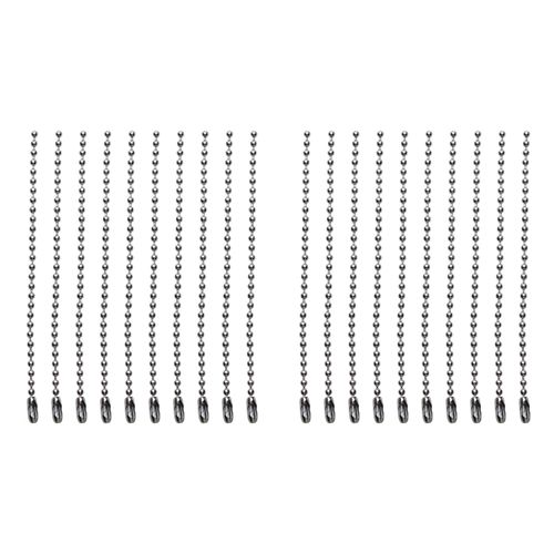 Shapenty 4 Inch Stainless Steel Ball Bead Chains Connector Clasp Extension Keychain Tag Key Rings for Jewelry Finding Making Accessories, 2.4 mm Diameter, 20PCS