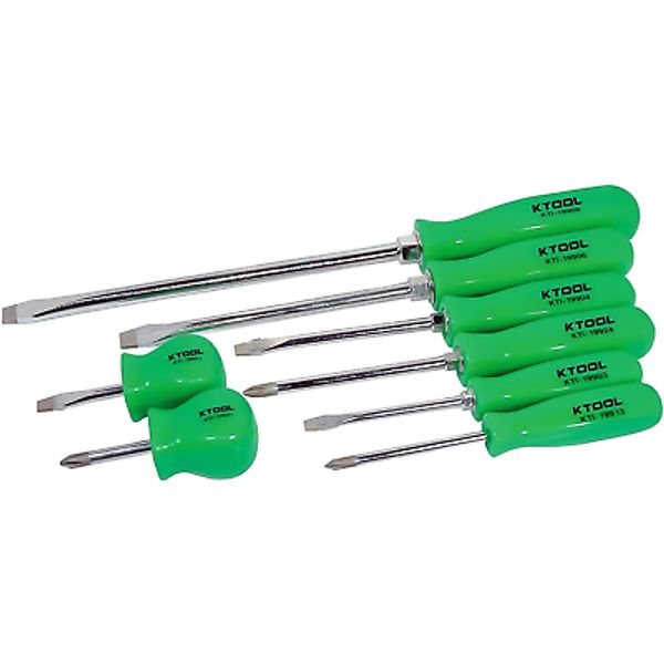 8-Piece Screwdriver Set with Green Square Handles