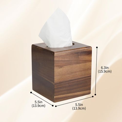 MOCHTERO Modern Wooden Tissue Box Cover, Square Tissue Holder, Bathroom Accessories,for Home and Office,Brown